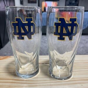 Notre Dame Guinness Logo Pint Glass Set. Two included